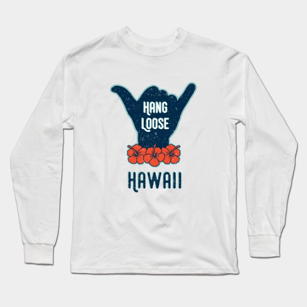 Hang Loose Hawaii Shaka Tropical Distressed Long Sleeve T-Shirt by AnnaBanana